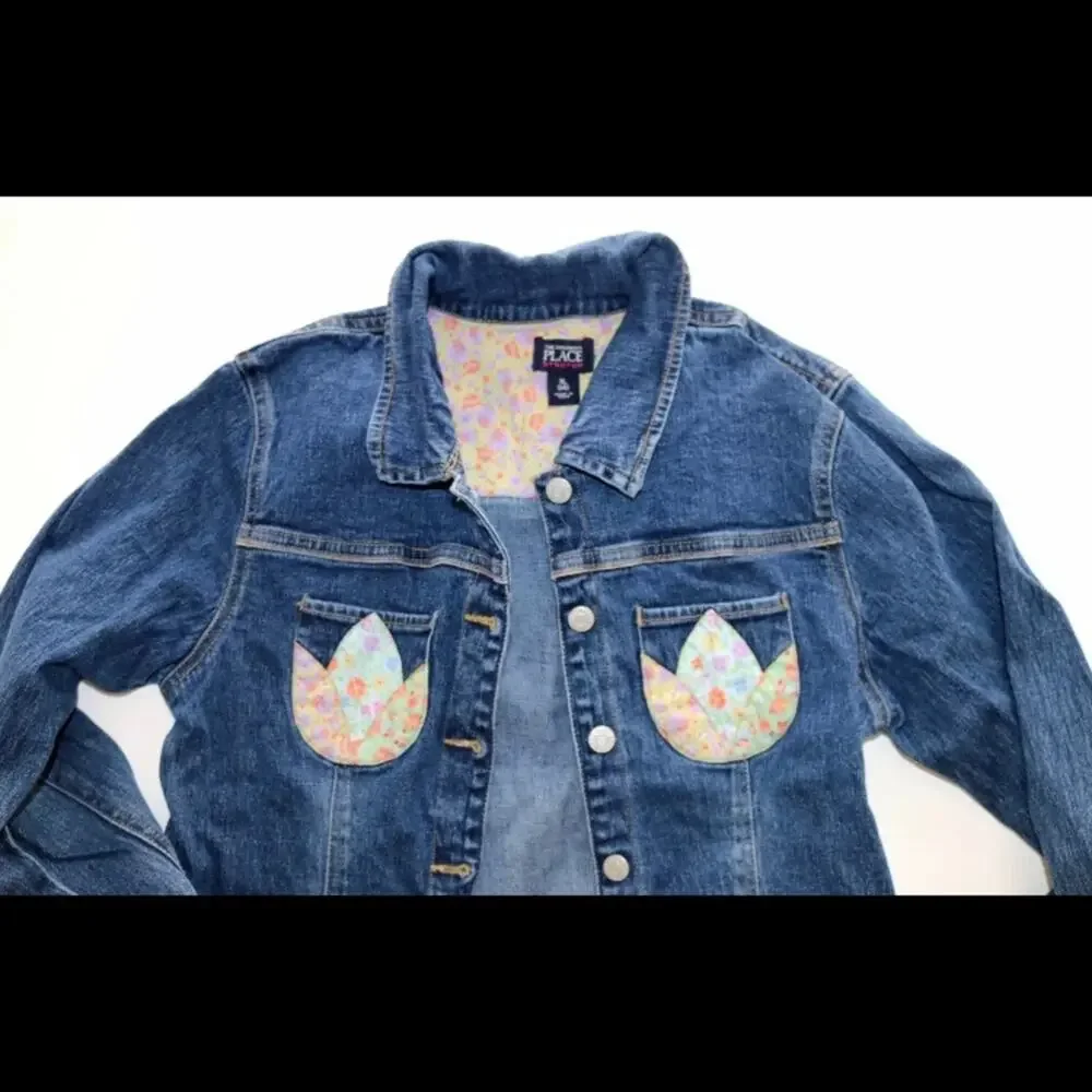 TCP Children's Place Girl's XL 2-Pc Set: Denim Jacket + Blouse Set‎ ULTRA CLEAN